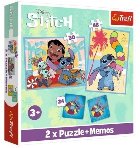 PUZZLE 2W1 + MEMOS WESOŁY DZIEŃ LILO&STITCH TREFL