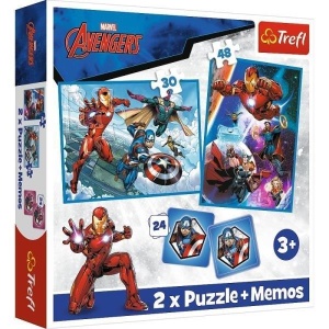 PUZZLE 2W1 + MEMOS - BOHATEROWIE W AKCJI TREFL