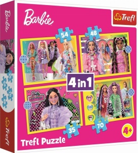 PUZZLE 4W1 WESOŁY ŚWIAT BARBIE TREFL, TREFL