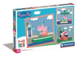 PUZZLE 3X48 SUPER KOLOR PEPPA PIG, CLEMENTONI