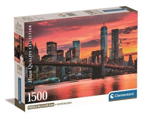 Puzzle 1500 Compact East River at dusk, Clementoni