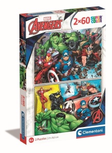 PUZZLE 2X60 SUPER KOLOR THE AVENGERS, CLEMENTONI