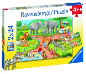 PUZZLE 2X24 DZIEŃ W ZOO, RAVENSBURGER
