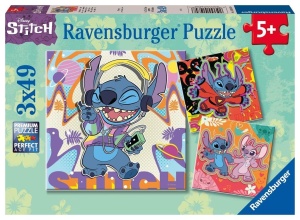 PUZZLE DLA DZIECI 2D 3X49 DISNEY STITCH