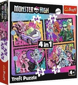 PUZZLE 4W1 ELEKTRYZUJĄCY DZIEŃ MONSTER HIGH TREFL