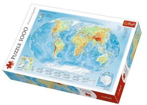 PUZZLE 1000 MAPA FIZYCZNA ŚWIATA TREFL, TREFL