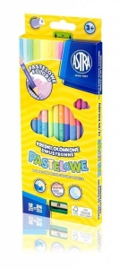 KREDKI OŁÓWKOWE DWUSTRONNE PASTELOWE 12=24 ASTRA