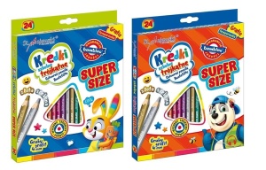 KREDKI TRÓJKĄTNE SUPER SIZE 24 KOL. + TEMPERÓWKA