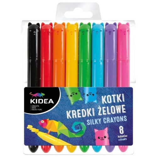 Kredki żelowe Kotki 8 kolorów KIDEA, DERFORM
