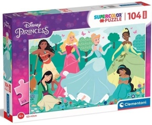 PUZZLE 104 MAXI SUPER KOLOR PRINCESS, CLEMENTONI