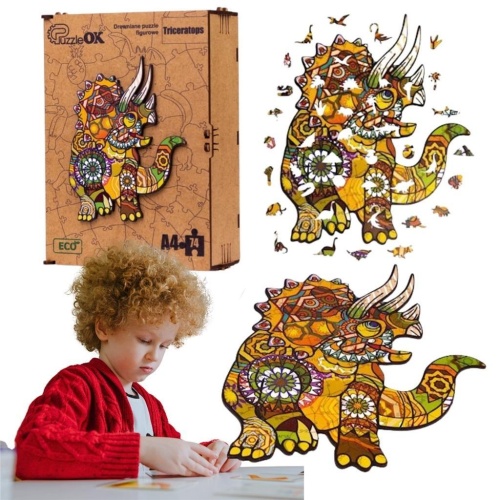Puzzle drewniane eko 130 Triceratops A3, PuzzleOK