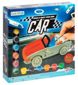 DREWNIANY SAMOCHÓD BUDOWLANY, 6 FARB + PĘDZEL