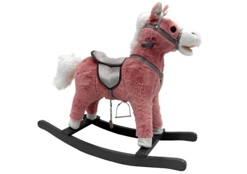 Koń na biegunach różowy dźwięk 74cm, Leantoys