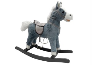 KOŃ NA BIEGUNACH SZARY DŹWIĘK 74CM, LEANTOYS