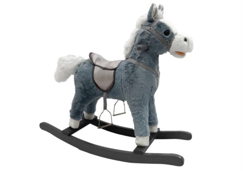 Koń na biegunach szary dźwięk 74cm, Leantoys