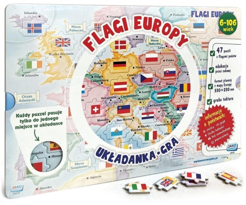 Układanka/gra Flagi Europy, Wydawnictwo Jako