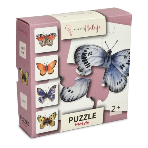 Puzzle 4-elementowe Motyle, Mama Maluje