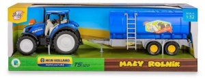 TRAKTOR NEW HOLLAND T5 Z CYSTERNĄ NA MLEKO 1:32