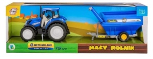 TRAKTOR NEW HOLLAND T5 Z PRZYCZEPĄ 1:32, DAFFI