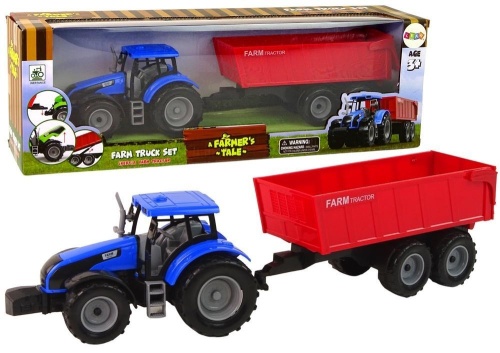 Traktor z przyczepą niebieski, Leantoys