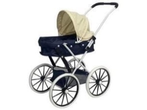 WÓZEK GONDOLA DUŻE KOŁA GRANATOWO-BEŻOWY, MADEJ