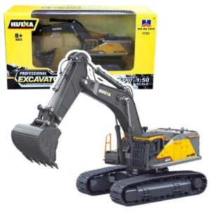 KOPARKA GĄSIENICOWA METALOWA CZARNA 1:50, LEANTOYS