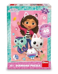 PUZZLE 200 Z DIAMENCIKAMI, KOCI DOMEK GABI