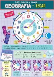 KARTA EDU SKŁADANA J. GEOGRAFIA - ZEGAR A4