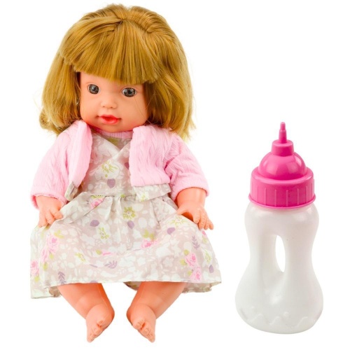 Lalka bobas z butelką i dźwiękiem 30cm, Leantoys