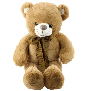 MIŚ PLUSZOWY Z BRĄZOWĄ KOKARDĄ 60CM, LEANTOYS