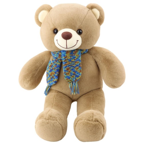 Miś pluszowy z wełnanym szalikiem 55cm, Leantoys