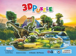 PUZZLE 3D 46 DINOZAURY, O-PRESS