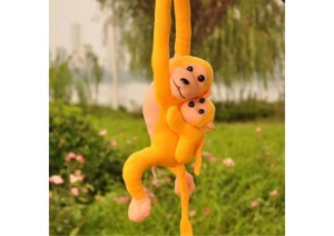 MASKOTKA MAŁPKA Z DZIECKIEM ŻÓŁTA 90CM, LEANTOYS