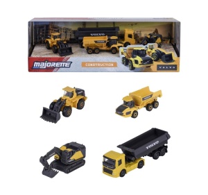 MAJORETTE POJAZDY BUDOWLANE VOLVO 4-PAK, MAJORETTE