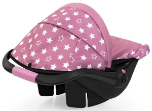 FOTELIK SAMOCHODOWY DLA LALEK Z DASZKIEM RÓŻOWY