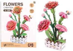 PUZZLE 3D DREWNIANE KWIATY GOŹDZIKI, PRO KIDS