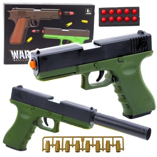 Pistolet na naboje piankowe zielony, Leantoys