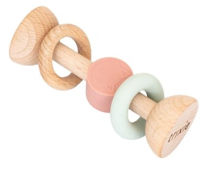 GRZECHOTKA DREWNIANA SILIKONOWA KOT, TRIXIE BABY