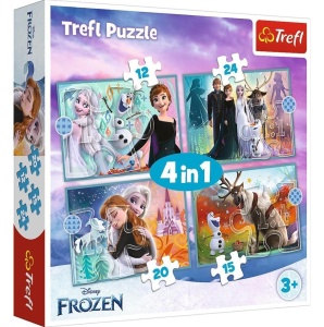 PUZZLE 4W1 NIEZWYKŁY ŚWIAT FROZEN TREFL, TREFL