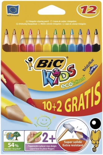 Kredki Eco Evolution Triangle 10+2 kol. bls BIC
