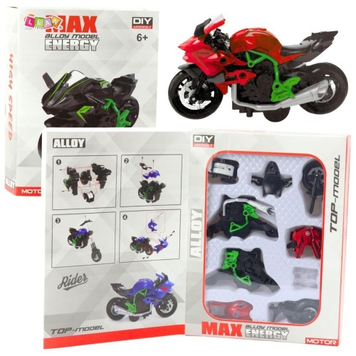 Motocykl do skręcania metalowy 1:14, Leantoys