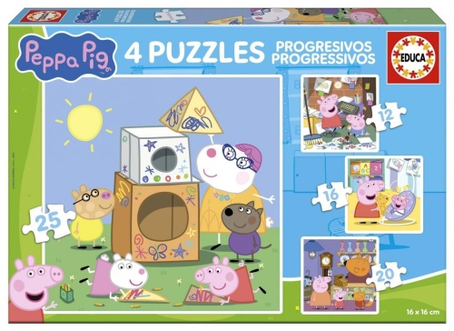 Puzzle 12 + 16 + 20 + 25 Świnka Peppa, Educa