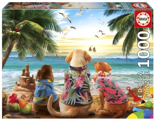 Puzzle 1000 Psy na plaży, Educa