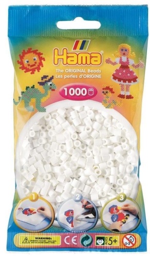 Koraliki Midi w woreczku 1000el białe, Hama