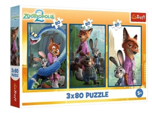 PUZZLE 3X80 ZWIERZAKOWE ŚLEDZTWO TREFL, TREFL
