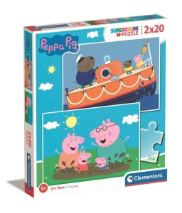 PUZZLE 2X20 SUPER KOLOR PEPPA PIG, CLEMENTONI
