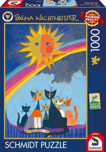 Puzzle 1000 Rosina Wachtmaister Koty słońce tęcza