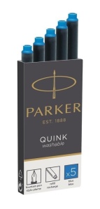NABOJE Z ATRAMENTEM QUINK NIEBIESKIE ZMYWALNE 5SZT