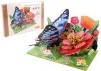Puzzle 3D drewniane motyl na kwiatach, Pro Kids