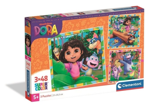 Puzzle 3x48 Super Kolor Dora, Clementoni